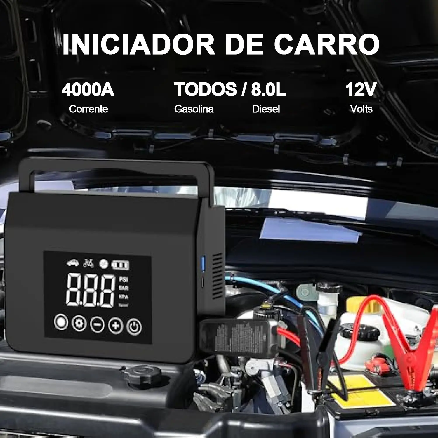 HIEHA 4000A 150PSI Arrancador de Bateria 4 em 1 - 8